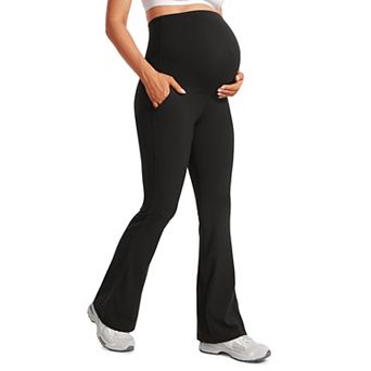 31'' Maternity Flare Leggings Pockets Soft High Rise Belly