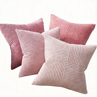 16" x 16" Rustic Corduroy Decorative Throw Pillow Covers Pack of 4