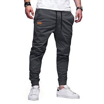 Stretch Joggers Twill Athletic Track Pants Tapered Drawstring Phone Pockets Hiking