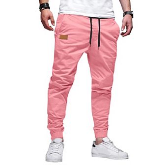 Stretch Joggers Twill Athletic Track Pants Tapered Drawstring Phone Pockets Hiking