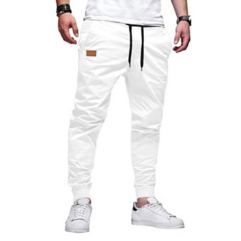 Stretch Joggers Twill Athletic Track Pants Tapered Drawstring Phone Pockets Hiking