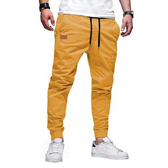 Stretch Joggers Twill Athletic Track Pants Tapered Drawstring Phone Pockets Hiking