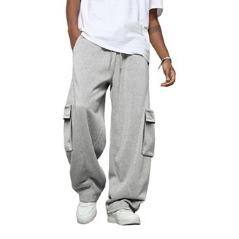 Men's Fleece Cargo Joggers Wide Leg