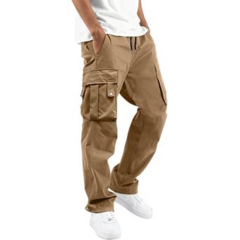 Men's Relaxed Stretch Cargo Pants Multi-Pocket Elastic Waist Soft Breathable Casual Hiking Work