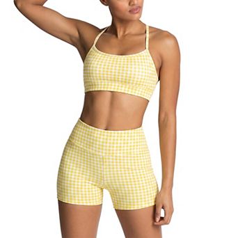 Women Workout Set Strappy Sports Bra High Waist Shorts