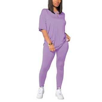 Women Drop Shoulder Tracksuit Biker Short Set