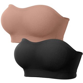 2 pc Strapless Push Up Bandeau Bra Wireless Padded