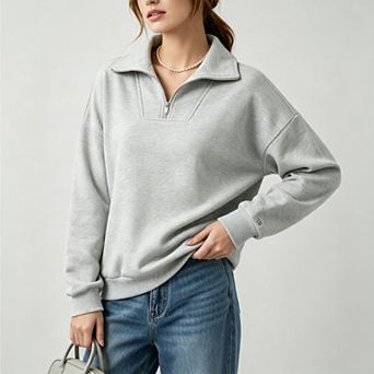 Womens Quarter Zip Oversized Sweatshirts Hoodies Casual Fall Long Sleeve Pullover Tops