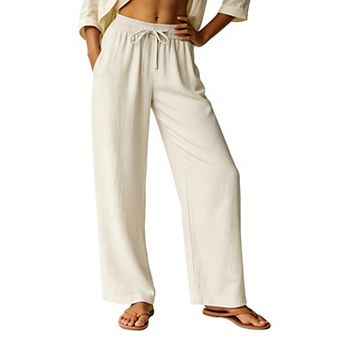 Wide Leg Pants for Women High Waist Elastic Waist Casual Trousers with Pockets