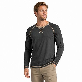 Men Raglan Long Sleeve Crew Neck Casual Shirt Contrast Stitching Outdoor Daily Wear Top For Men