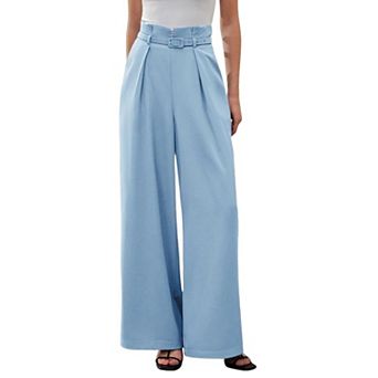 Pants for Women Dressy Casual Trousers High Waist Belted Wide Leg Pants Office Work Bottoms