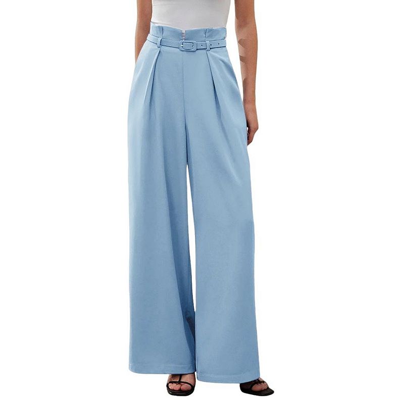 high waisted belted dress pants for Women Dressy Casual Trousers Waist Wide Leg Pants Office Work Bottoms 2926_20260712