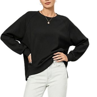 Women's Oversized Reverse Seam Crewneck Sweatshirt Casual Long Sleeve Loose Lightweight Pullover Top