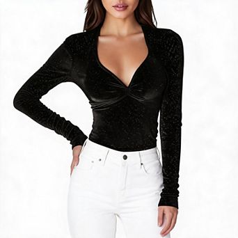 V Neck Tops for Women Long Sleeve Shirts Going out Party Top Elegant Blouse Fashion Shirt