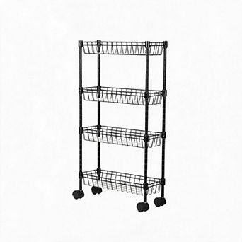 Garvee Slim Storage Cart 4 tier Bathroom Organizer Rolling Utility Adjustment Shelf