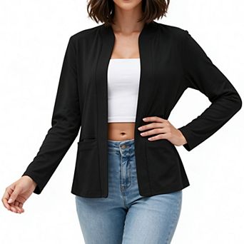 Women's Long Sleeve Open Front Summer Fall Blazer Cardigan Loose Fit Casual Jacket with Pockets