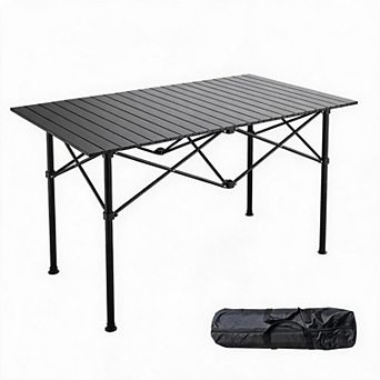 Folding Portable Aluminum Lightweight Roll Up Table with Carrying Bag for Camping, Picnic, Backyard