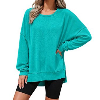 Womens Crewneck Sweatshirt Waffle Fall Tops Long Sleeve Shirts Oversized Loose Pullover Tunic