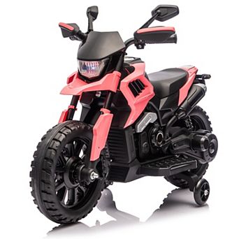 6V Kids Ride-On Motorcycle with Training Wheels, Lights & Music, 2-5 mph
