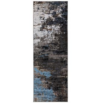 Distressed Graphic Pattern Machine Washable Area Rug Soft Non-Slip Backing Stain-Resistant Carpet