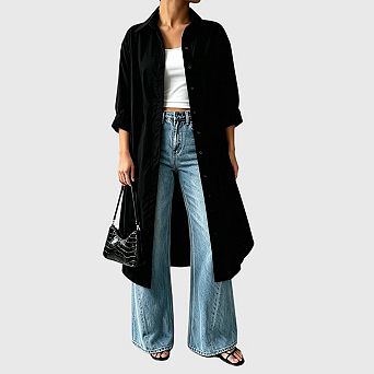 Womens Button Down Long Shirt Dresses Casual Collared Long Sleeve Shirt Blouses