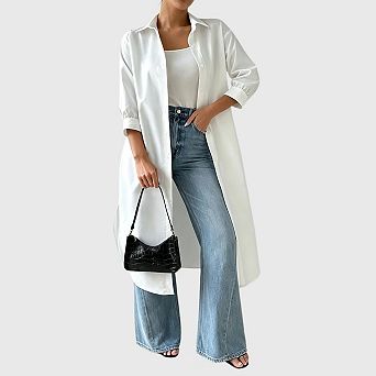 Womens Button Down Long Shirt Dresses Casual Collared Long Sleeve Shirt Blouses