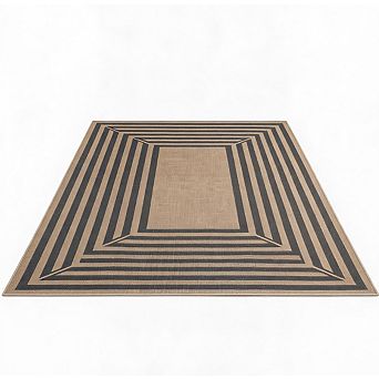 Modern Geometric Easy Jute Rug, Non-Slip Non Shedding Thin Indoor Outdoor Rug, Boho Farmhouse