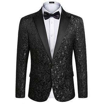COOFANDY Men's Floral Party Dress Suit Stylish Dinner Jacket Wedding Blazer One Button Tuxedo