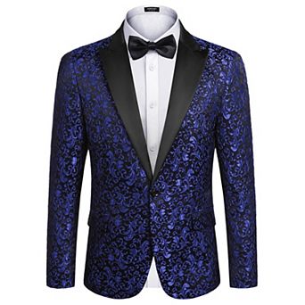 COOFANDY Men's Floral Party Dress Suit Stylish Dinner Jacket Wedding Blazer One Button Tuxedo