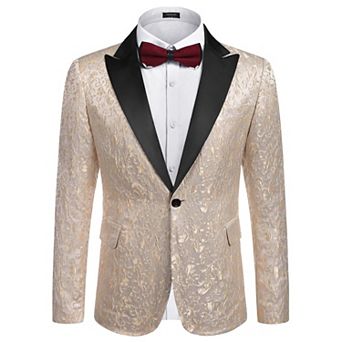 COOFANDY Men's Floral Party Dress Suit Stylish Dinner Jacket Wedding Blazer One Button Tuxedo