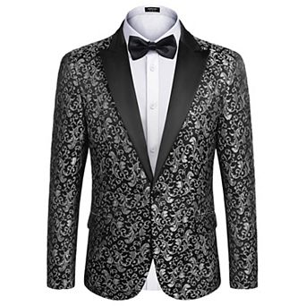 COOFANDY Men's Floral Party Dress Suit Stylish Dinner Jacket Wedding Blazer One Button Tuxedo