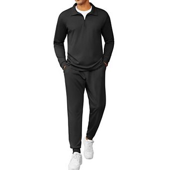COOFANDY Men's Tracksuit 2 pc Jogging Athletic Sports Sweat Suit Sets Quarter Zip Casual Outfits
