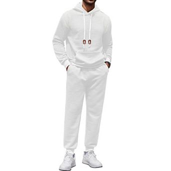 COOFANDY Men's Tracksuit 2 pc Hoodie Sweatsuit Sets Casual Sports Jogging Suits Waffle Plaid Outfits