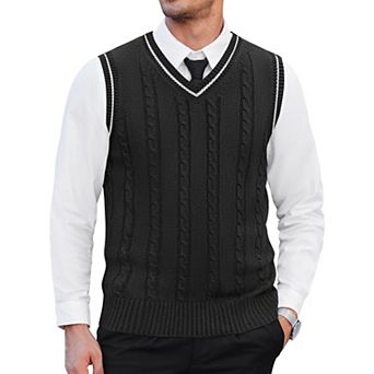 COOFANDY Men's Sweater Vest V Neck Slim Fit Casual Sleeveles Twisted Knitted Pullover Sweater