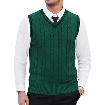 COOFANDY Men's Sweater Vest V Neck Slim Fit Casual Sleeveles Twisted Knitted Pullover Sweater