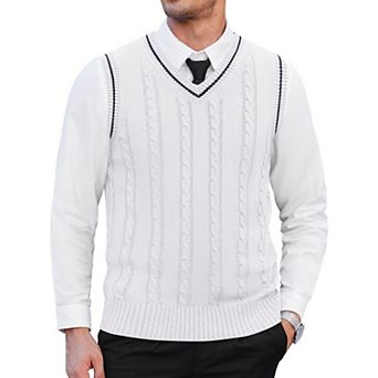 COOFANDY Men's Sweater Vest V Neck Slim Fit Casual Sleeveles Twisted Knitted Pullover Sweater