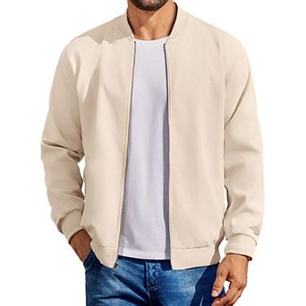 COOFANDY Men's Lightweight Jacket Linen Bomber Jackets Casual Softshell Varisty Jacket