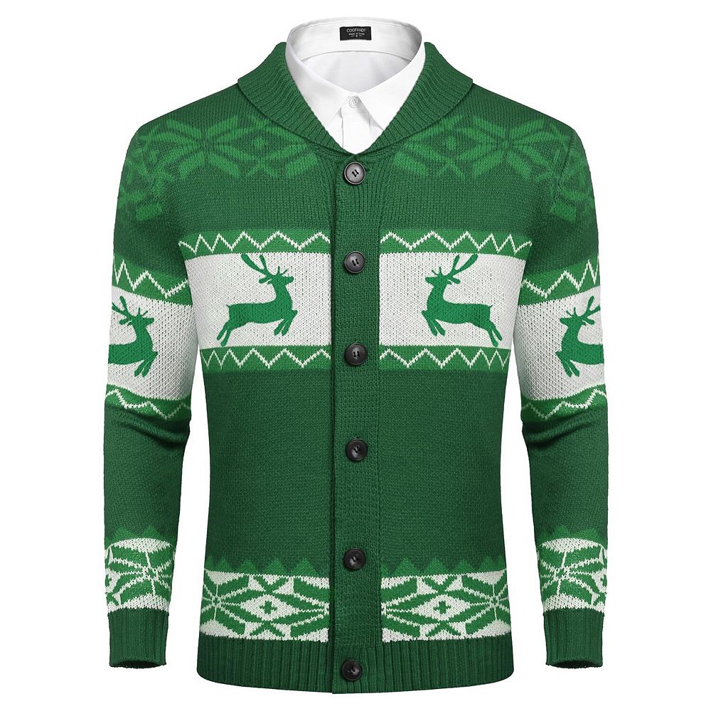 COOFANDY Men's Shawl Collar Knitted Cardigan Halloween Pumpkin Skeleton ...