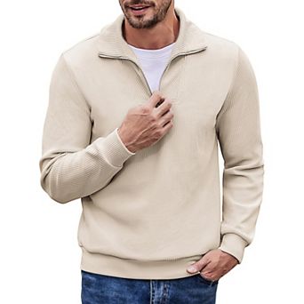 COOFANDY Men's 1/4 Zip Pullover Long Sleeve Casual Polo Dressy Sweaters and Pullovers