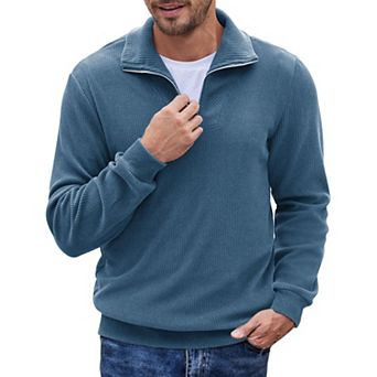 COOFANDY Men's 1/4 Zip Pullover Long Sleeve Casual Polo Dressy Sweaters and Pullovers