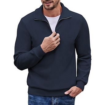 COOFANDY Men's 1/4 Zip Pullover Long Sleeve Casual Polo Dressy Sweaters and Pullovers