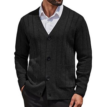 COOFANDY Men's Casual Button Down Cardigan Sweater Cable Knitted Cardigans with Pockets