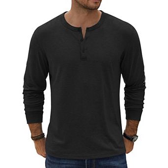 COOFANDY Men's Vintage Henley T-Shirt Casual Long Sleeve Fashion Pullover Shirts Soft Lightweight