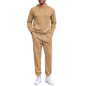 COOFANDY Men's Tracksuits 2 pc Waffle Hoodies Sweatsuit Sets Sports Jogging Suit Set