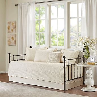 GDFStudio 6 pc Reversible Scalloped Edge Daybed Cover Set with Antimicrobial Treatment