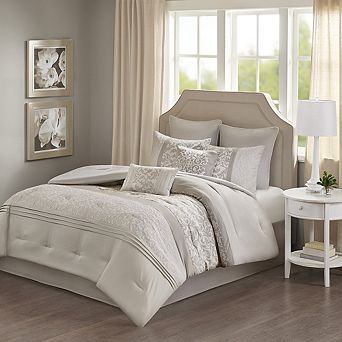 GDFStudio Embroidered 8 pc Comforter Set with Transitional Elegance & Pillows
