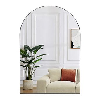 24"x36" Arched Wall Mirror Black Deep Frame Metal Mirror, Modern Wall Mounted Decor for Bathroom