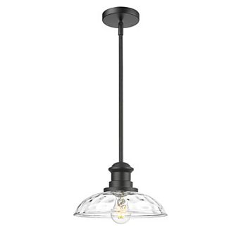 11 in 1-Light Hammered Glass Pendant Light, Sloped Ceiling Compatible