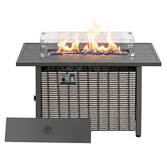 43’’ Outdoor Propane Gas Fire Pit Table 50,000 BTU with Wind Guard