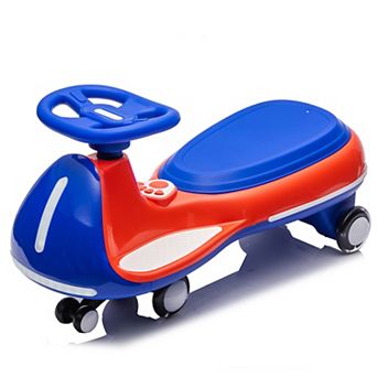 KWPZQEB 12V Ride on Electric Wiggle Car with LED Lights, Flashing PU Wheels & Bluetooth Music